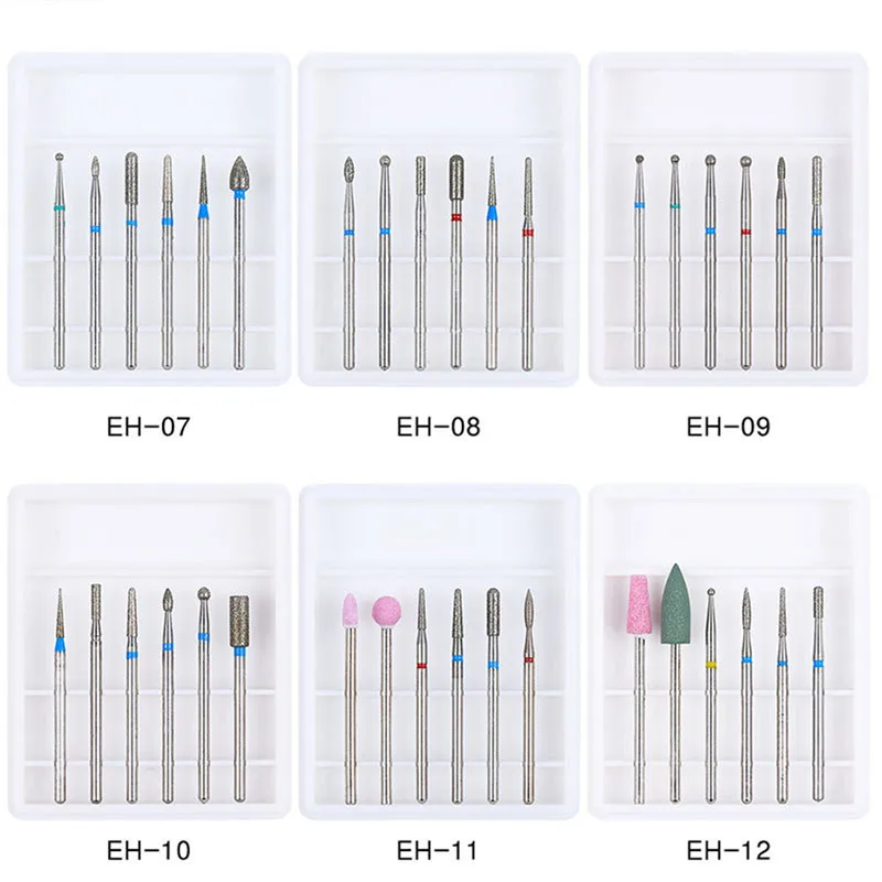 6 шт./компл. алмазное сверло для ногтей фреза Электрический Ротационные пилки