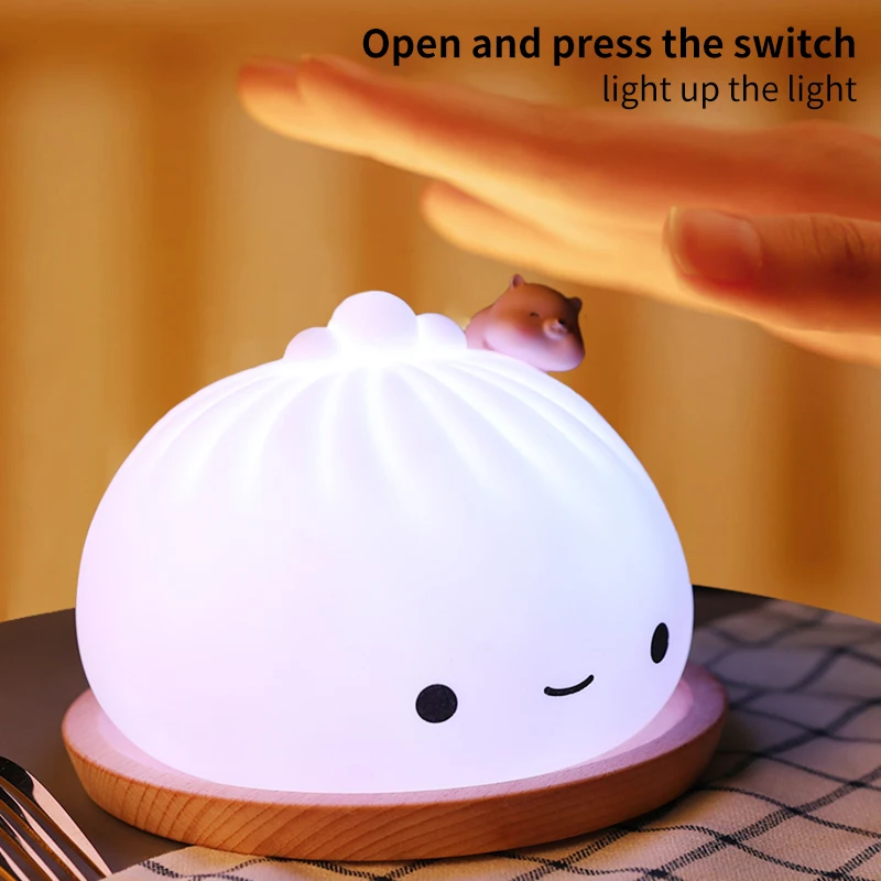 

Cute LED Night Light Silicone Touch Sensor 7 Colors Pig Night Lamp Kids Baby Bedroom Desktop Decor Ornaments Battery/USB Charge