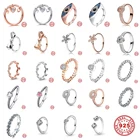 Женские серебряные кольца с блестящим цирконием, обручальное кольцо розового цвета в форме сердца, подарок матери, S925
