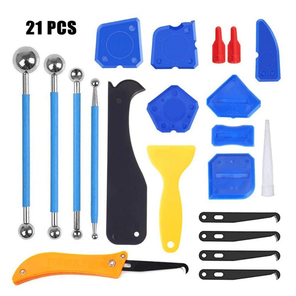 

Window Silicone Door Sealant Caulking Tool Kit Grout Tiles Seam Beauty Scraper Smoothing Finishing Tools Sealant Grout Kit
