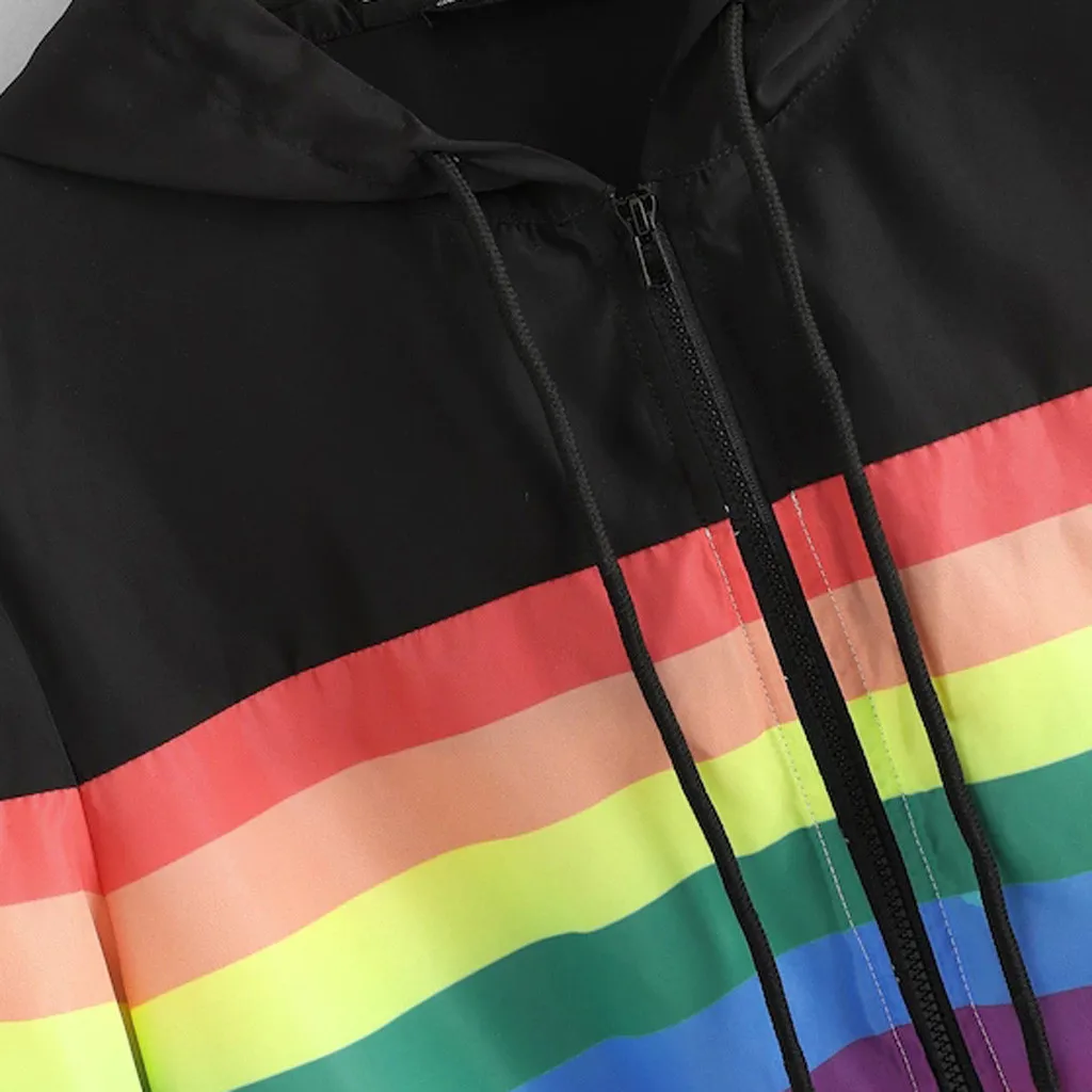 Новое поступление Женская Стеганая куртка на молнии с контрастной радугой и