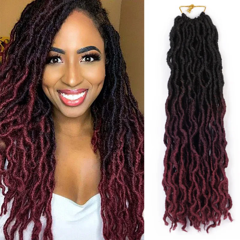 

12 18 Inch Nu locs Long Faux Locs Curly Ombre Blond Crochet Braids Hair Extensions soft Synthetic Braiding hairs Dread locks