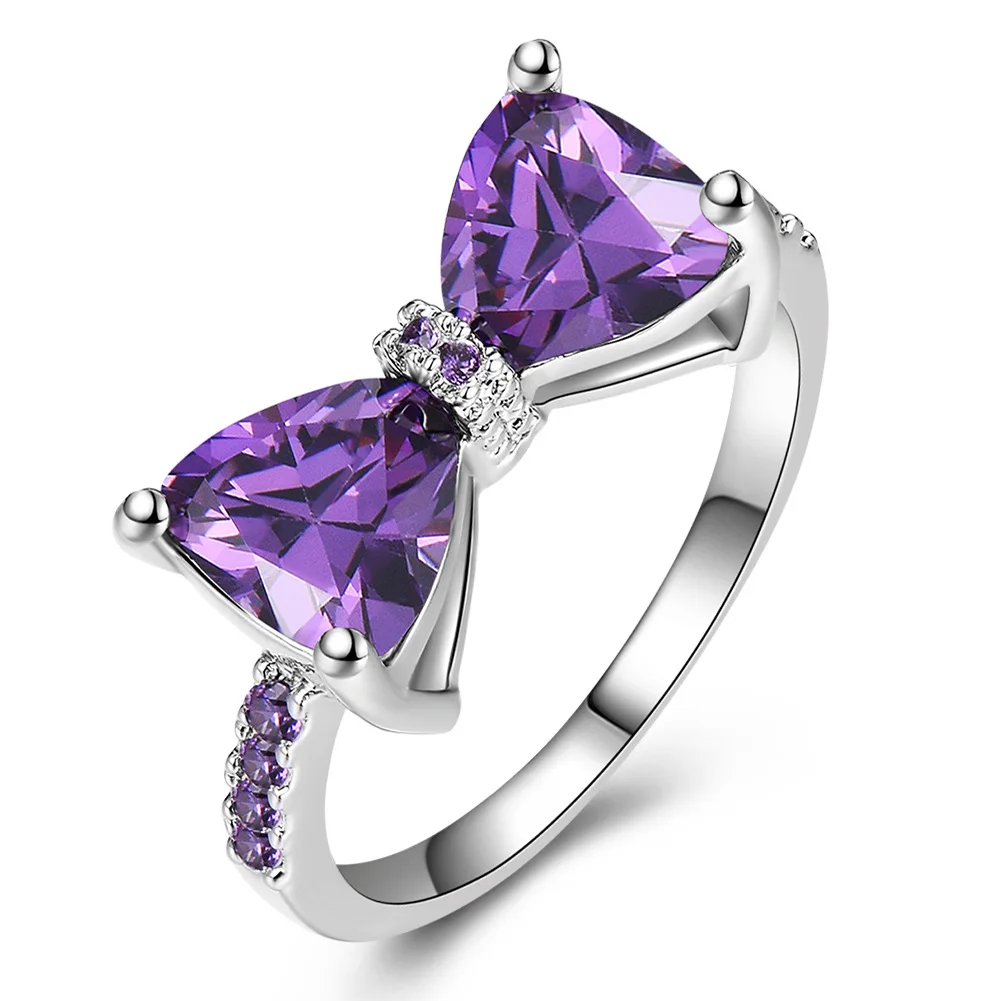 

Fashion Bows Rings For Women Simple Zircon Metal Rings Female Vintage Wedding Finger Jewelry 2021 New Bague Femme