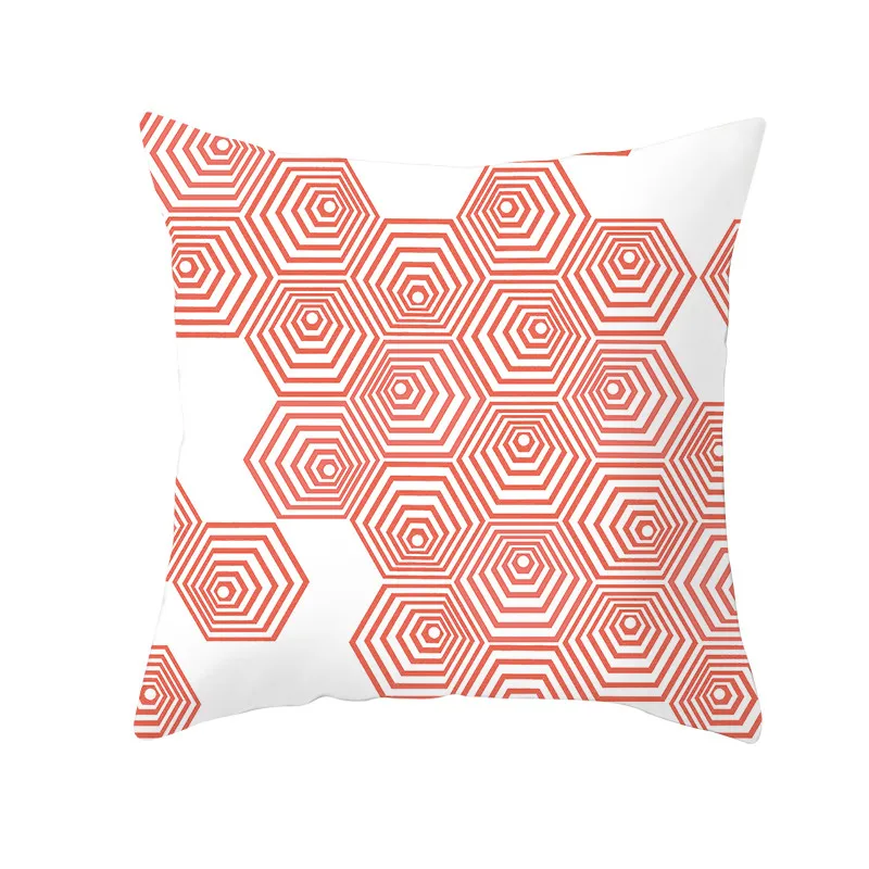 

Living Coral Decorative Cushion Covers 45*45cm Polyester Pillow Decorative Geometric fundas cojines housse coussin Pillowcovers