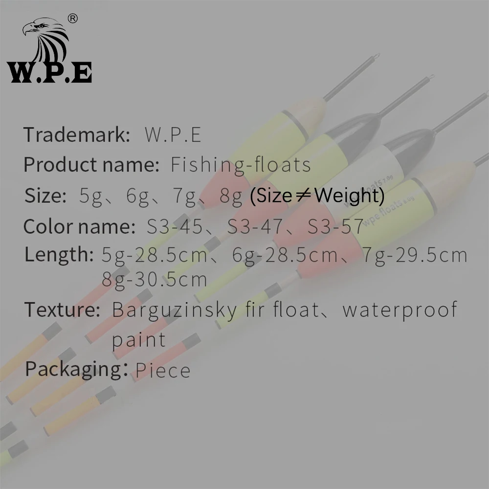 W.P.E Brand 5pcs/lot New Fishing Float Barguzinsky Fir Float Size 5g/6g/7g/8g Carp Fishing 28.5cm-30.5cm Fishing Tackle Vertical