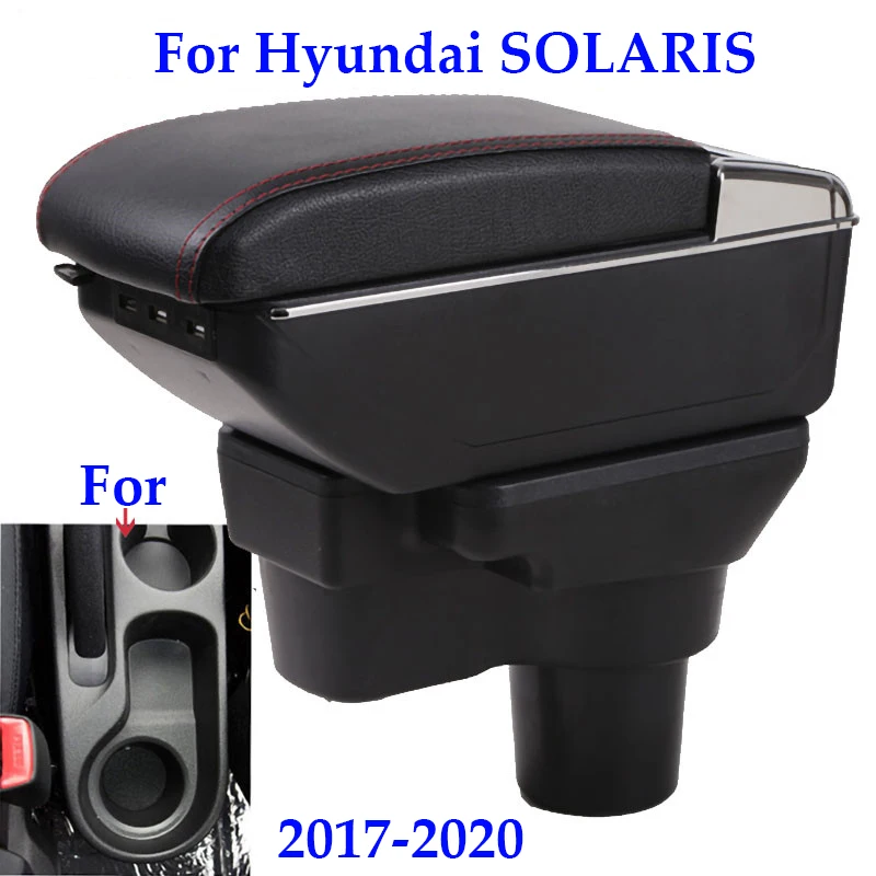 

For Hyundai SOLARIS 2 armrest box 2017 2018 2019 2020 retrofit parts car storage accessories interior parts with USB LED