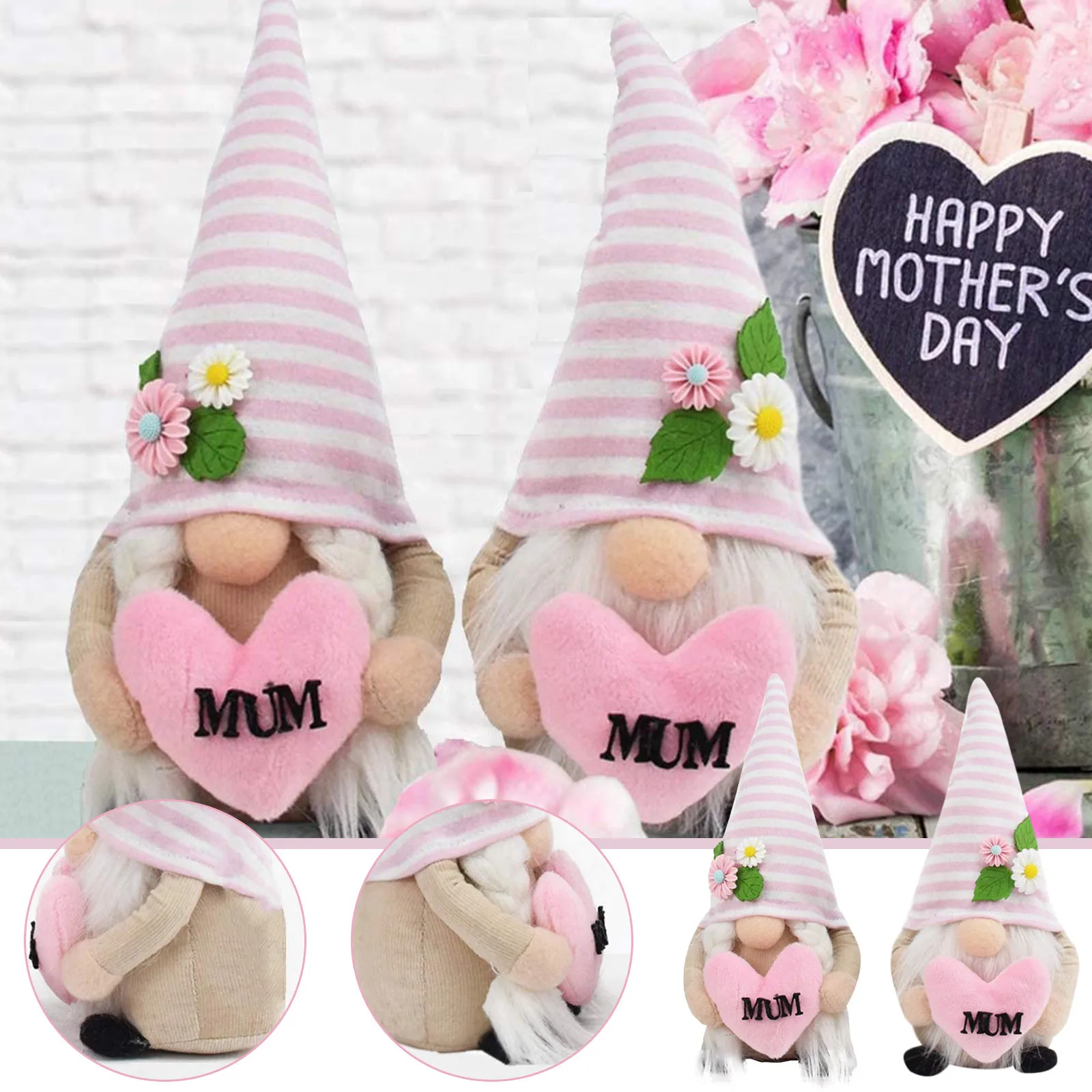 

New 2021 High Quality Spring Flowers Dwarf Gnome Easter Mother's Day Gnomes Gift Home Decoration Home & Garden Accessories