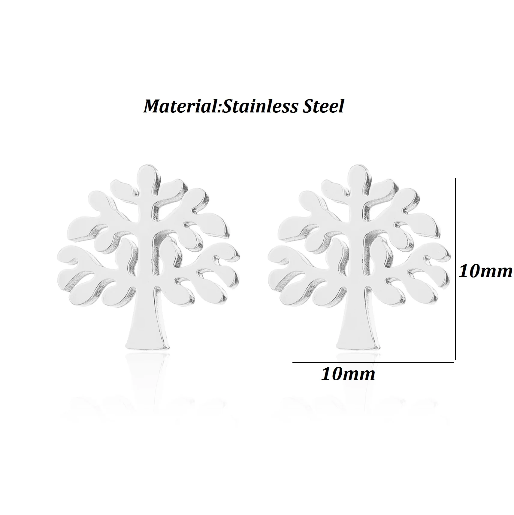 Stainless Steel Tree Of Life Stud Earrings Minimalist Simple Plant Earing for Women Ladies Daily Party Jewelry Drop Shipping | Украшения и