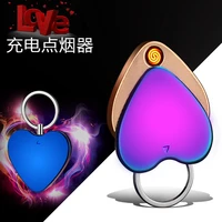 creative heating wire heart shaped electric lighter metal rechargeable windproof rotating love personality usb lighter birthday