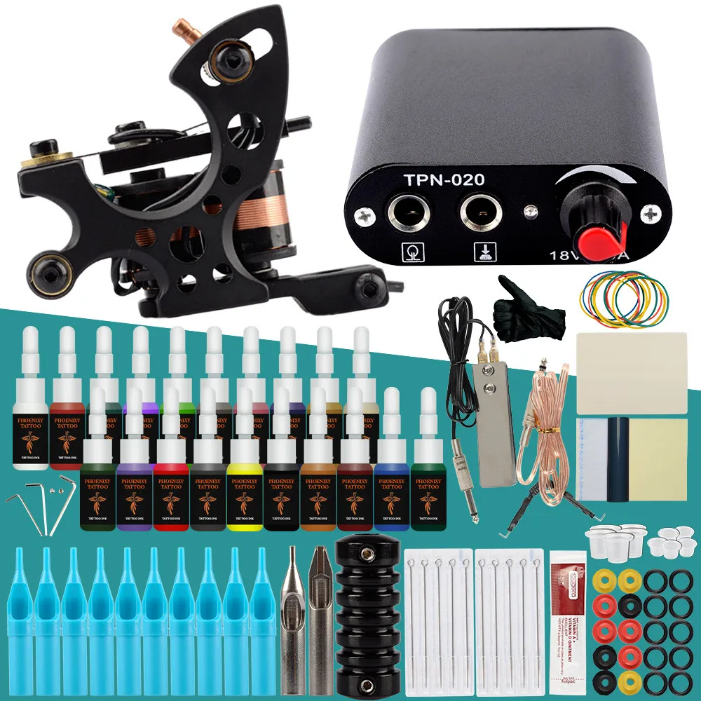Полный набор для тату 8 катушек рулонов пистолет машина 4 цвета бесконтактные