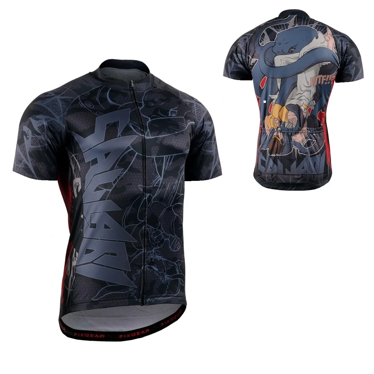 Tecnhnical Full Graphic Short Sleeve MTB Mountain Road Bike Jersey W/ Useful 3 Rear-pockets & Non-Slip Silicone Band