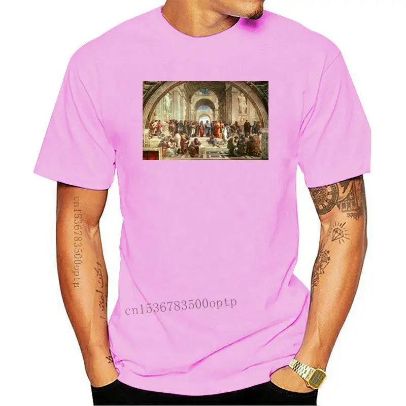 

Новинка 2021, летняя Стильная мужская футболка из 100% хлопка с изображением школы Афин и одного из самых известных френков от Рафаэля