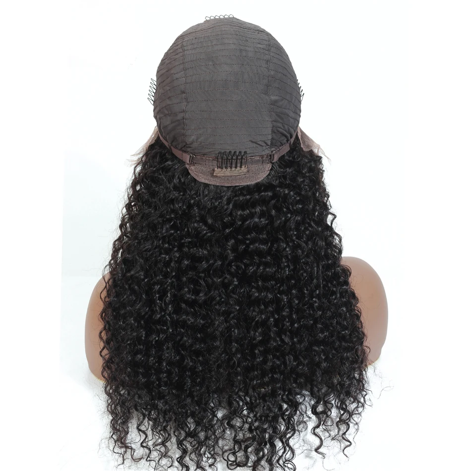 Черный кудрявый кружевной фронтальный парик 180% Плотность 13X4 кружевные передние