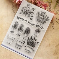 flower potted plants transparent clear silicone stamp seal diy scrapbooking rubber stamping coloring diary decoration reusable