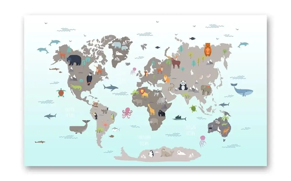 Большие настенные 3D обои на заказ красивая сказочная карта мира детская спальня