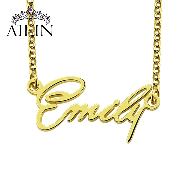 AILIN 2020 год индивидуальное ожерелье с шрифтом из нержавеющей стали 18k покрытием