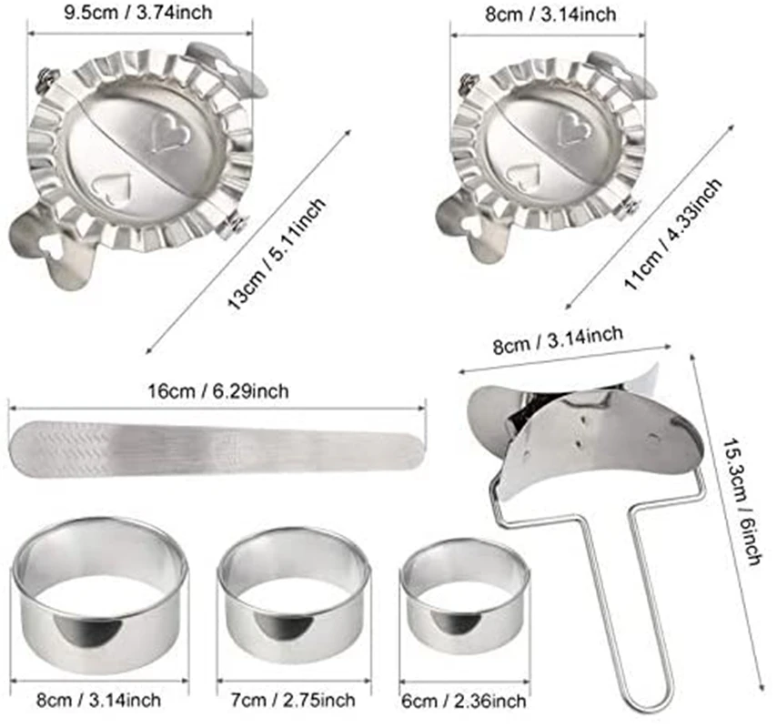 

7 Pcs Dumpling Maker and Cutter Stainless Steel Dumplings Mold Set