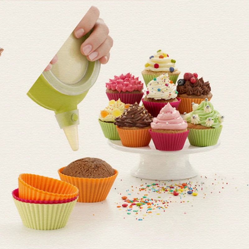 

Cake Liner 12 Cupcake pcs Baking Silicone Cup Mold Muffin Round Cup Cake Tool Bakeware Baking Pastry Tools Kitchen