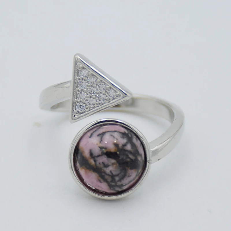 Кольцо с круглыми бусинами из натурального камня регулируемое кольцо