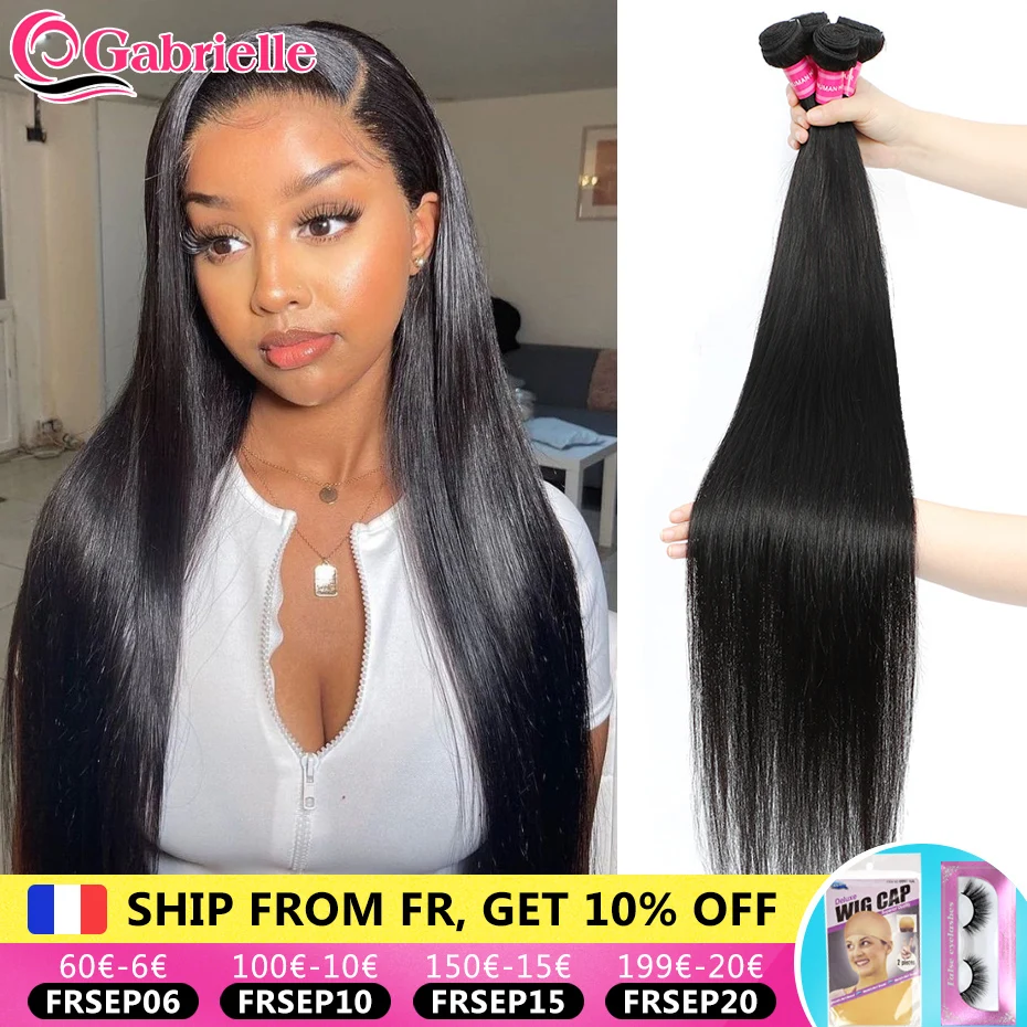 

Gabrielle Brazilian Straight Hair Bundles 30 32 34 Inch Natural Color Cheap Human Hair Weave Bundles Remy Hair Exensions