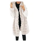 Модное зимнее теплое Женское пальто, женская длинная флисовая куртка с длинным рукавом, пальто с капюшоном из меха ягненка, Длинная женская верхняя одежда большого размера