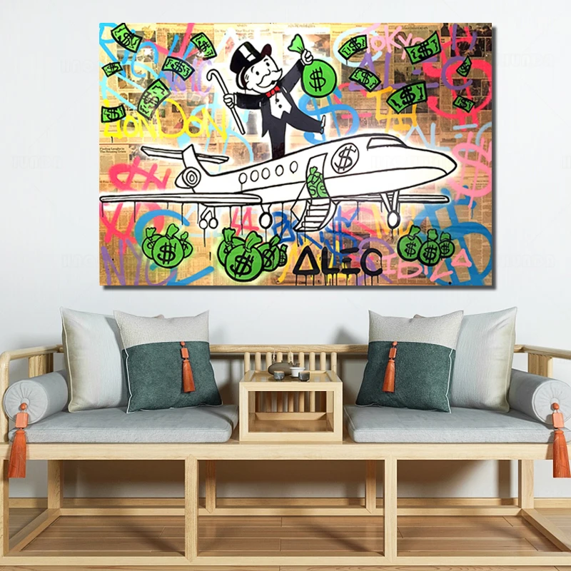 Домашний декор холст монополия печать граффити плакат современное настенное