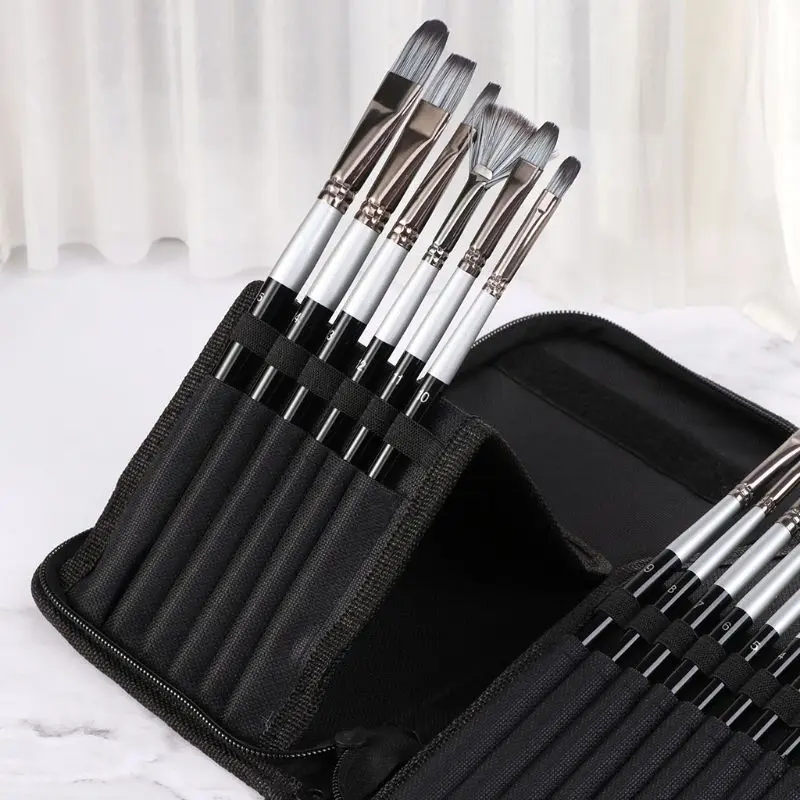 

15pcs Nylon Hair Artist Paint Brushes Set Sponge with Storage Case Watercolors Acrylic Palette Knife Oil Painting Art Supplies