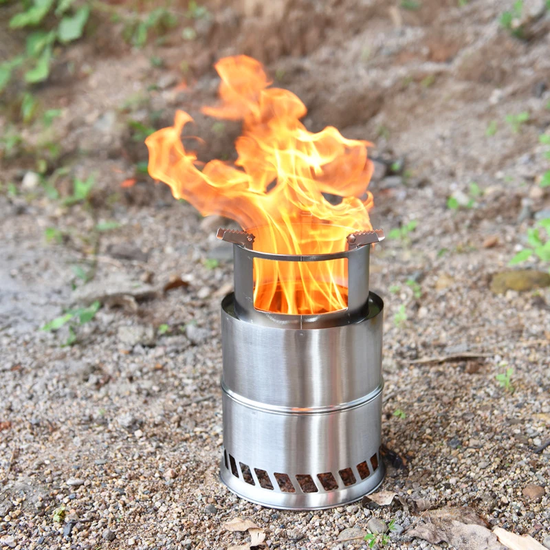 4in1 Camping Wood Stove Survival Foldable Portable Stove Stainless Steel Wood Fuelled Alcohol Stove