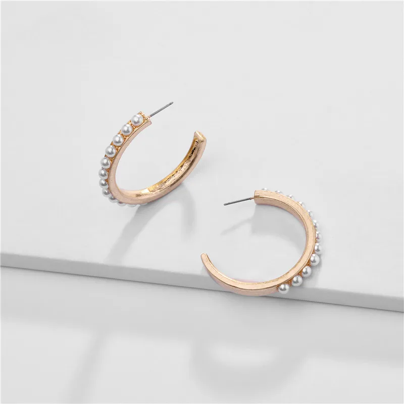 Женские серьги с жемчугом LUNA CHIAO Модные металлические большие кольца ювелирные