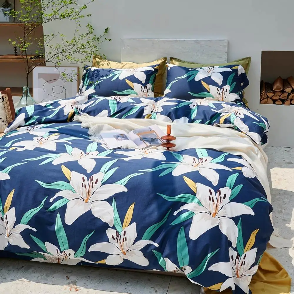 

Svetanya Silkly Egyptian Cotton Bedding Set Printed Quanlity Linens Sheet Pillowcase Duvet Cover