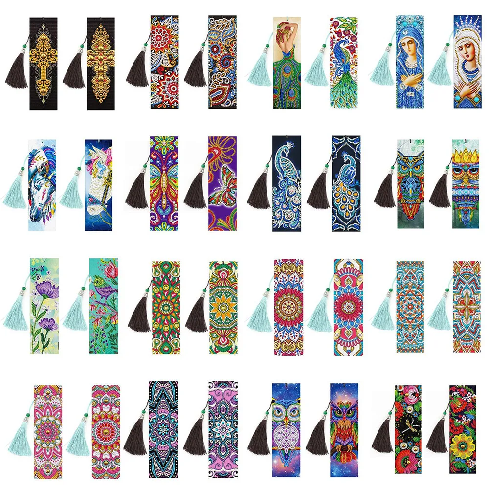 

5D DIY Special Shaped Diamond Painting Bookmarks diamond Embroidery Cross Stitch Tassel Bookmarks Books Gift Diamond Mosaic