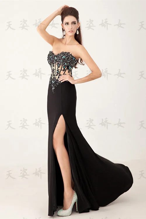 

cheap free shipping robe de soiree 2022 new fashion sexy black long vestido de festa curto appliques party gown prom dresses
