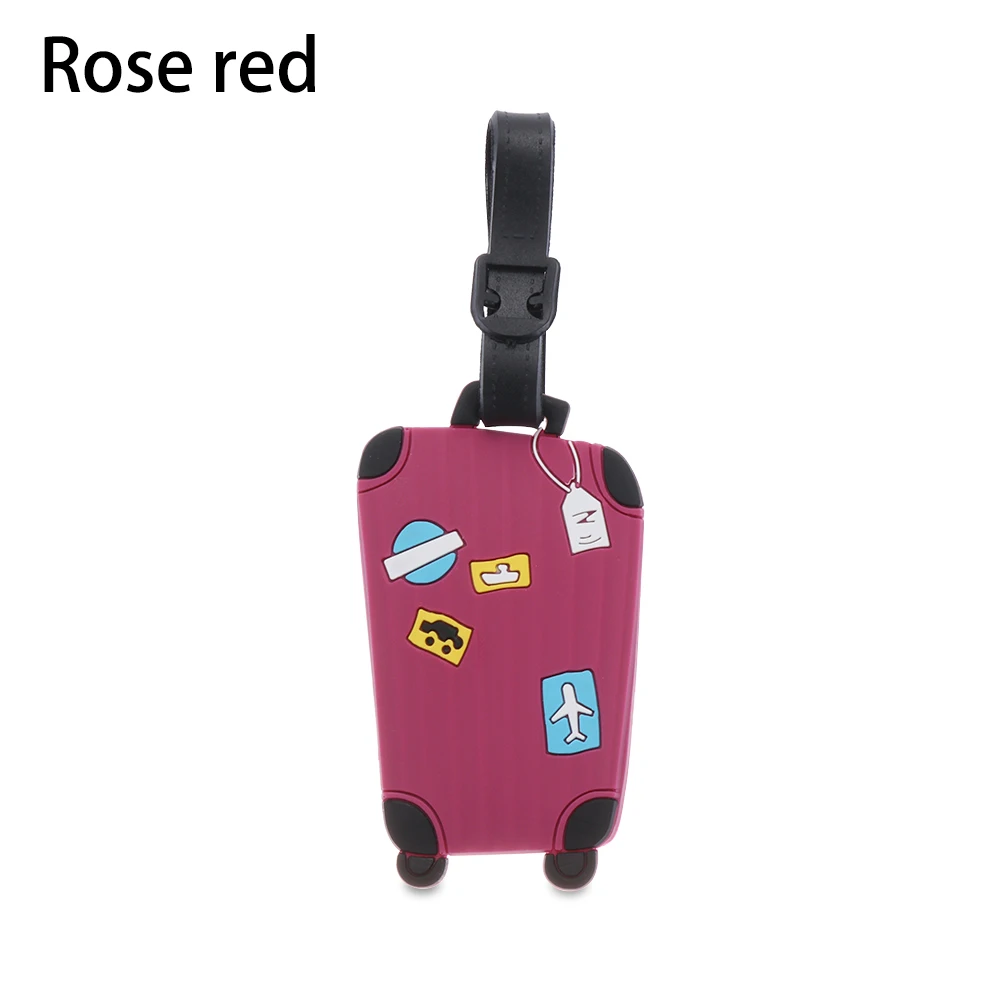 rose red 1 шт., аксессуары для путешествий, бирки для багажа, чемодана этикетка Сумки из натуральной кожи кулон Творческий посадочный талон мультфильм Чемодан теги адрес держатель - Цвет: rose red