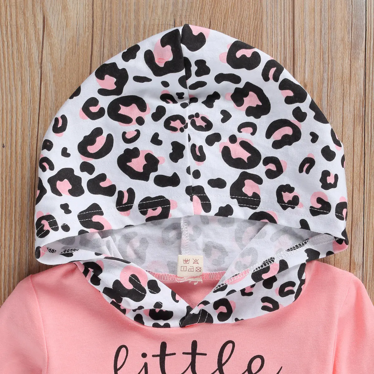 Детский спортивный костюм топ с капюшоном и штаны леопардовым принтом |