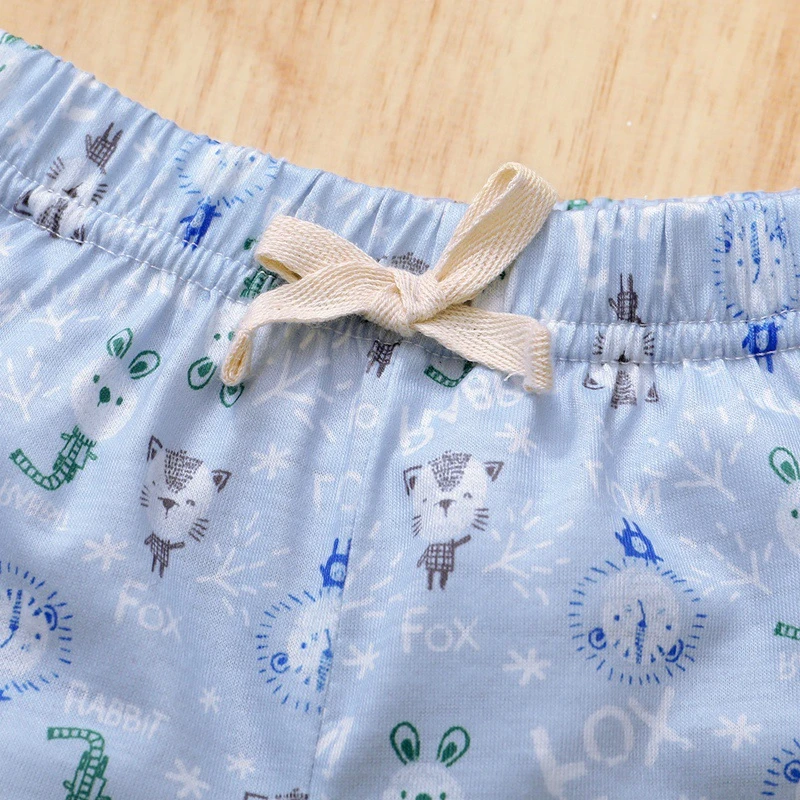 

Toddle Baby Boy Cartoon Print Cute 2PCS Set Cotton T-shirt Short Sleeve Blouse Top+Print Lace up Shorts Newborn Kid Outfits