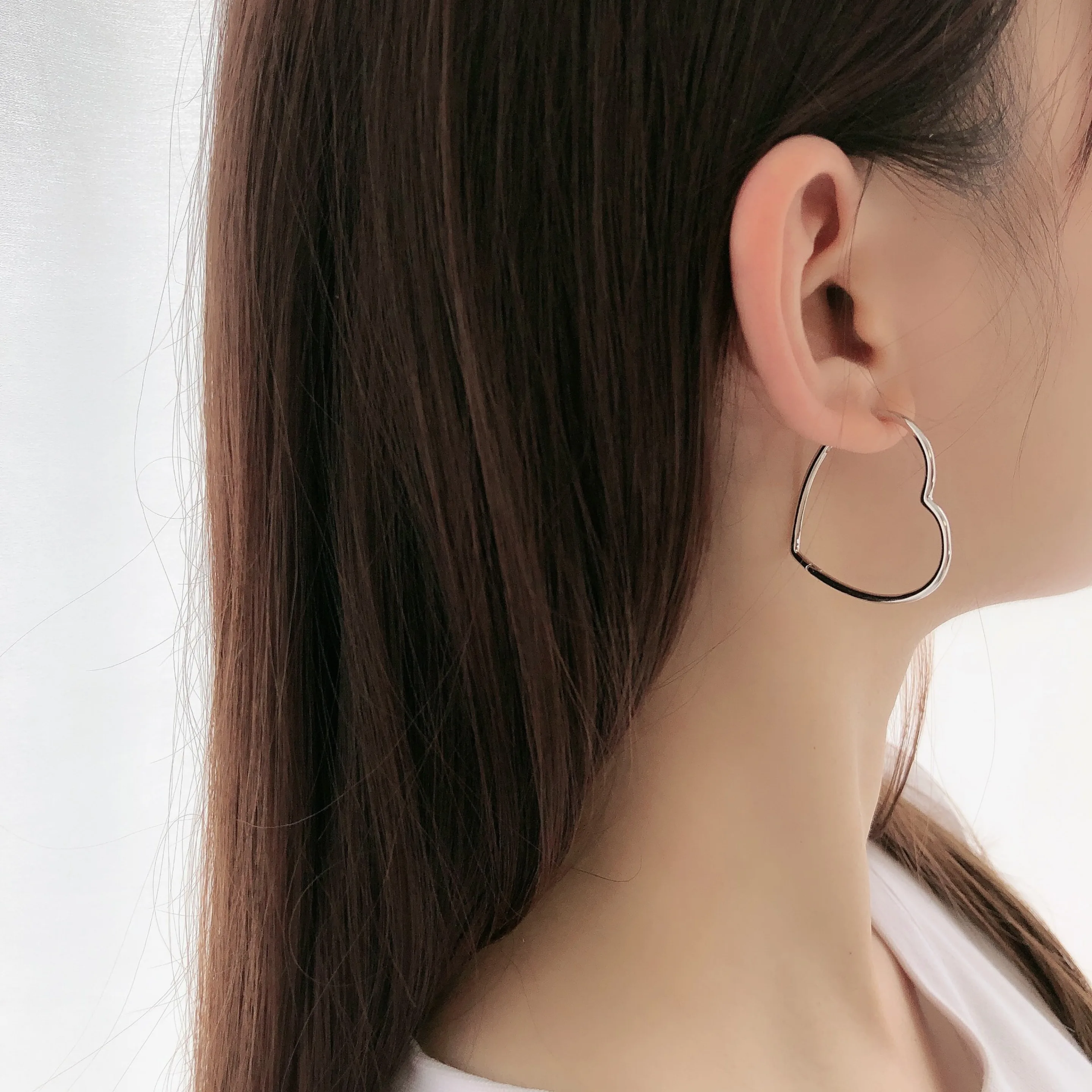 925 серебро серьги Модные полые сердце уха кольцо круг Большие из Китая по оптовым