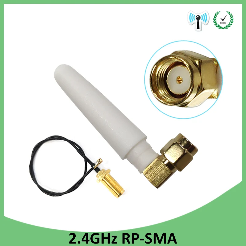10 шт. 2 4 GHz антенна Wi Fi 2dBi RP SMA Штекерный разъем для ghz + 21 см PCI U.FL IPX Мужской