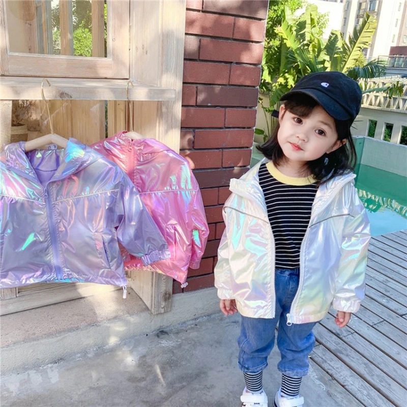 

CROAL CHERIE Autumn Spring Kids Jacket For Boys Girls Metallic Outerwear Windbreaker Trench Coats Baby Children Clothing