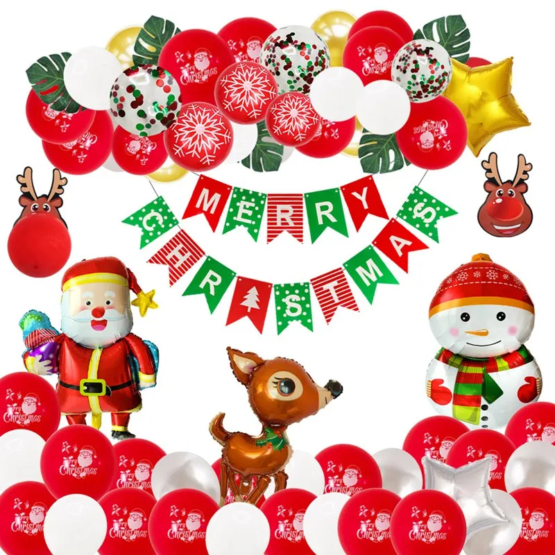 

1set Merry Christmas Balloons Sets Christmas Banner Balloons Xmas Eve Party New Year Home Christmas Decoration Air Balloons