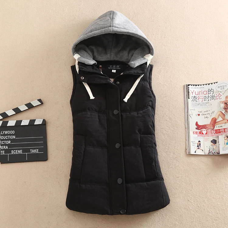 Г. Новинка, лидер продаж, M-4XL, 8 цветов, топ, женская повседневная куртка хлопковый жилет на пуху, верхняя одежда сексуальное пальто для девочек, подходит ко всему дешевая - Цвет: Черный