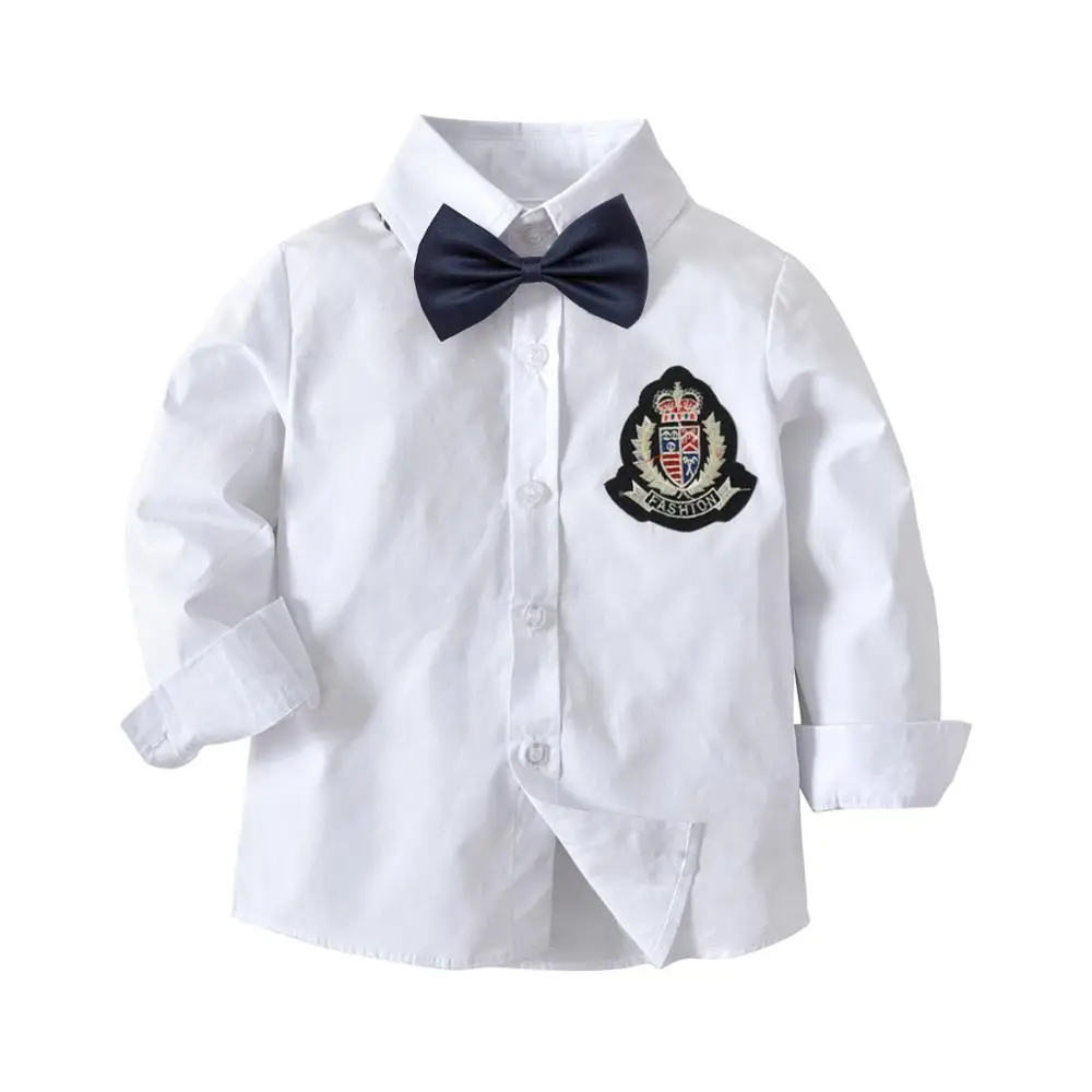 От 2 до 7 лет 2020 Новая модная рубашка с длинными рукавами и бантом в европейском