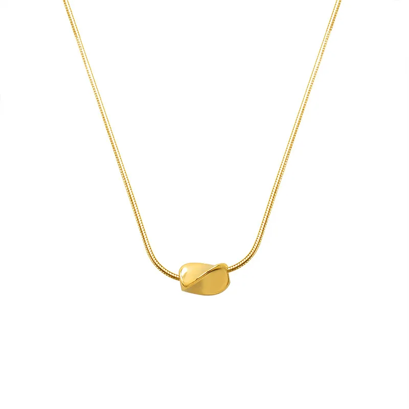 

Gold Plated Stainless Steel Mini Geometric Bead Pendant Necklace Woman Neck Jewelry, New Snake Chain Necklace Accessories Female