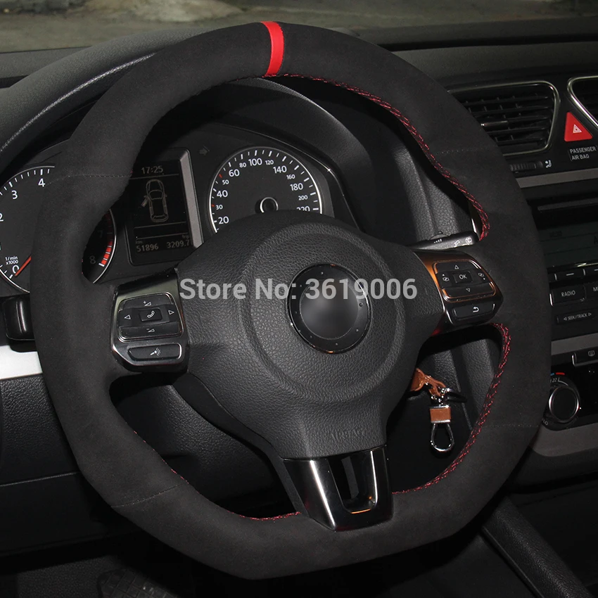 Для Volkswagen Golf 6 MK6 Polo Scirocco R прошитая вручную противоскользящая черная замша