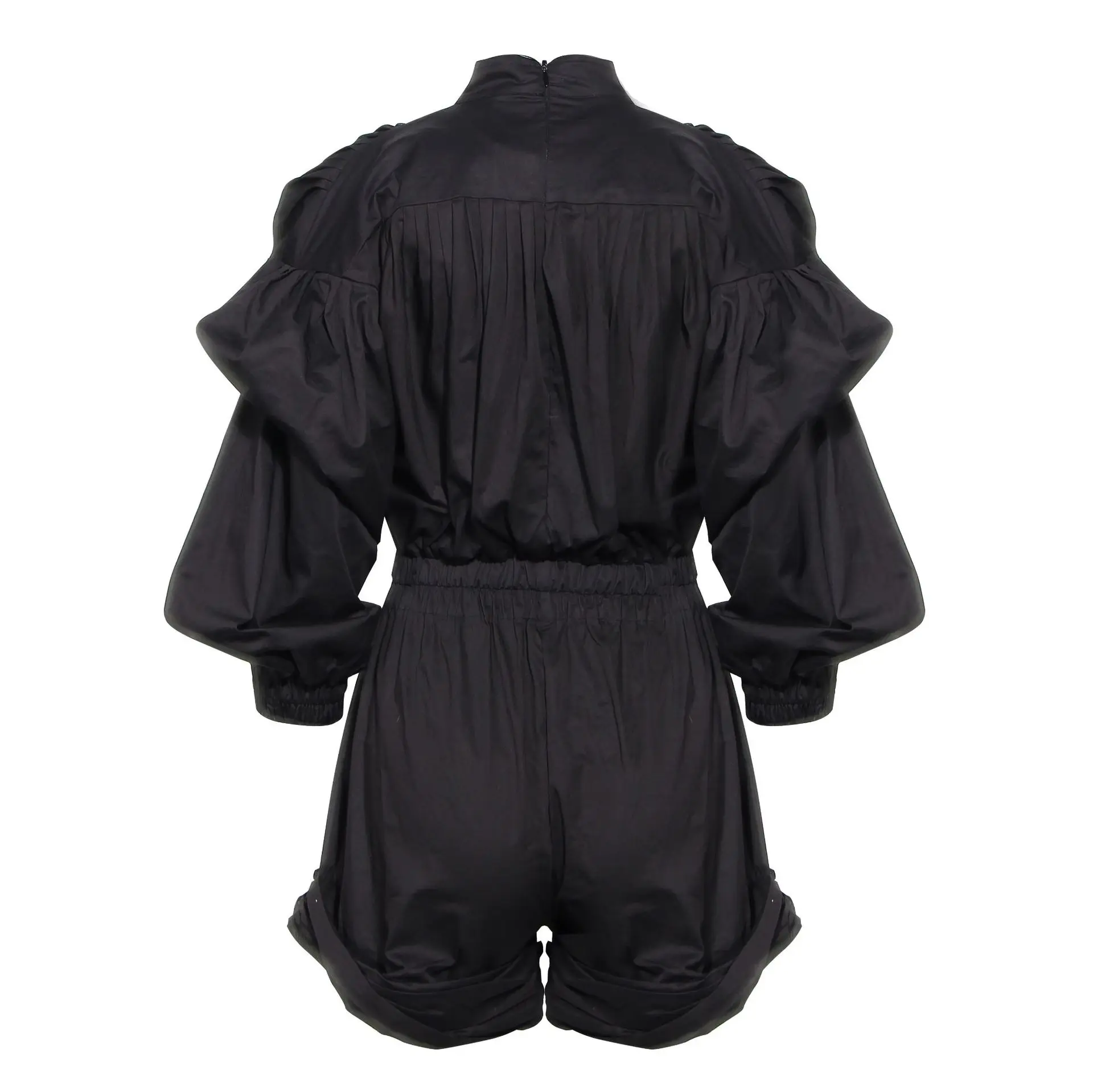 

Sexy V-neck Long Sleeve Playsuit Women 2020 Autumn Black Cotton daily Jumpsuit Party Vintage Streetwear Playsuit