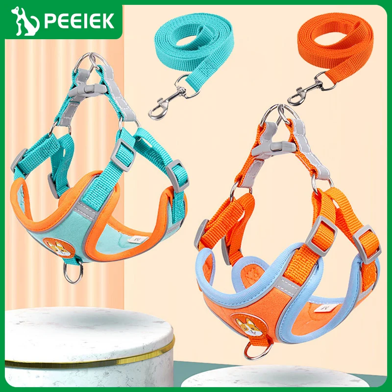

Поводок PEEIEK для собак, Регулируемый жилет, товары для прогулок, воздухопроницаемые аксессуары для чихуахуа, мопса, маленьких щенков