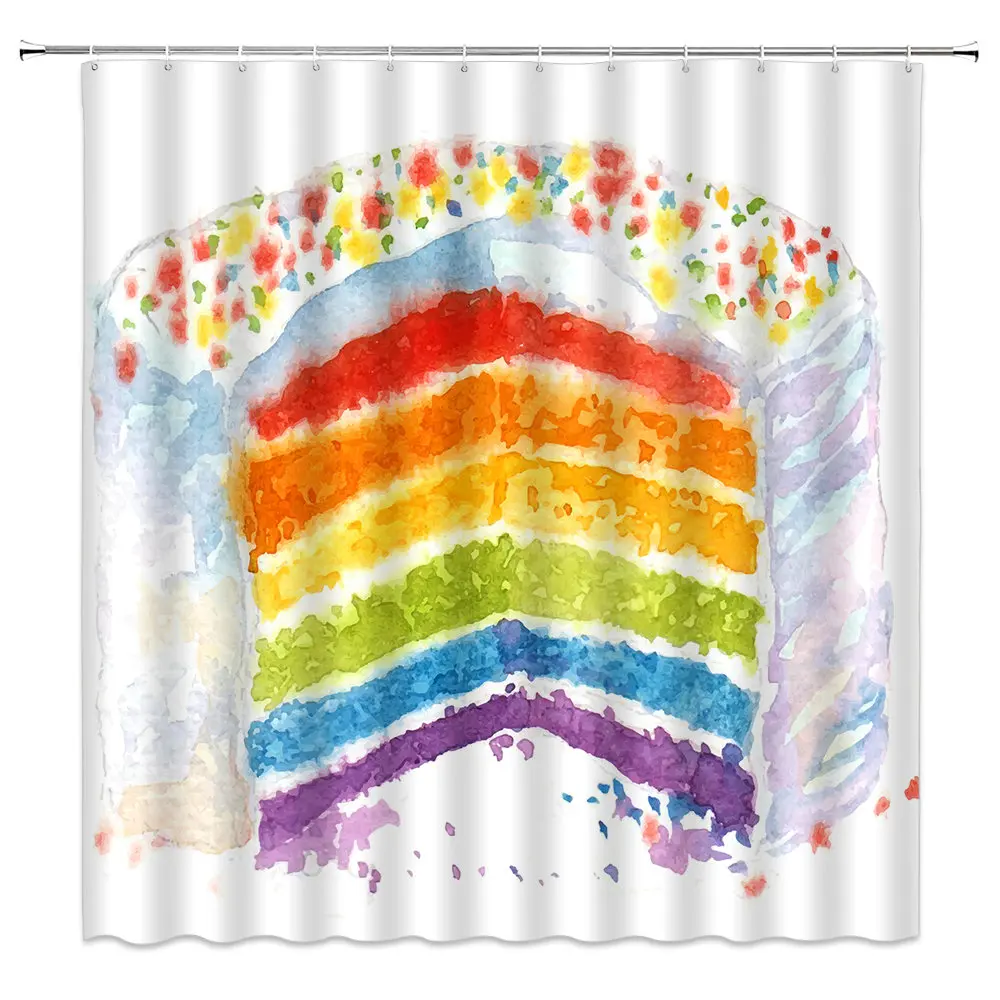 

Colored Rainbow Shower Curtain Bathroom Stripes Pattern Waterproof Fabric With Hooks Home Decor Washable Bath Curtains 240x180cm