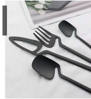 4pcs upscale black dinnerware set stainless steel tableware set knife fork coffee spoon flatware set dishwasher safe cutlery set
