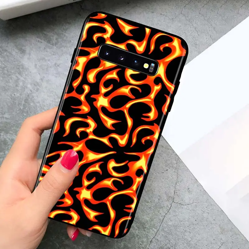 

Fashion Colorful Flames for Samsung Galaxy S21 Ultra Plus Note 20 10 9 8 S10 S9 S8 S7 S6 Edge Plus Black Phone Case