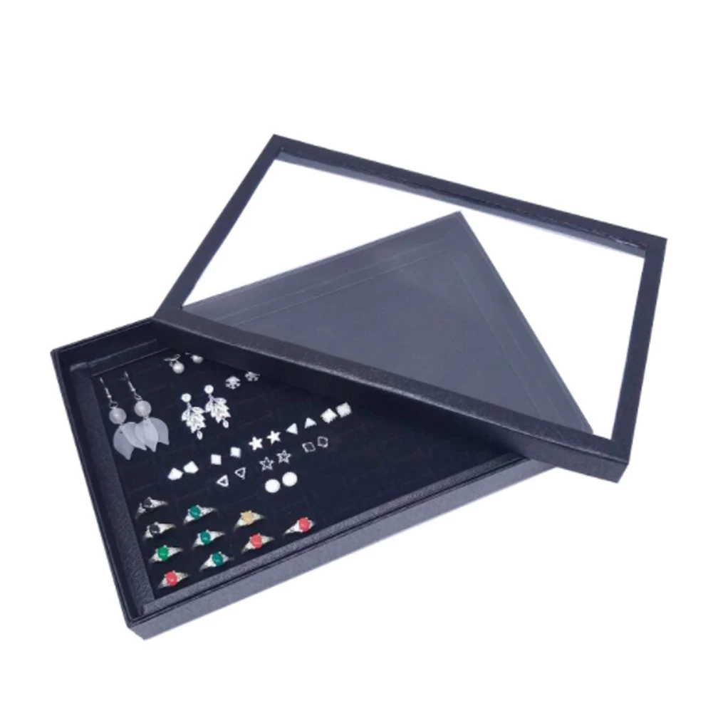 

100 Slots Jewelry Showcase Display Pad with Cover Jewelry Organizer Tray Storage Case for jewelry Necklace Rings Earrings Studs