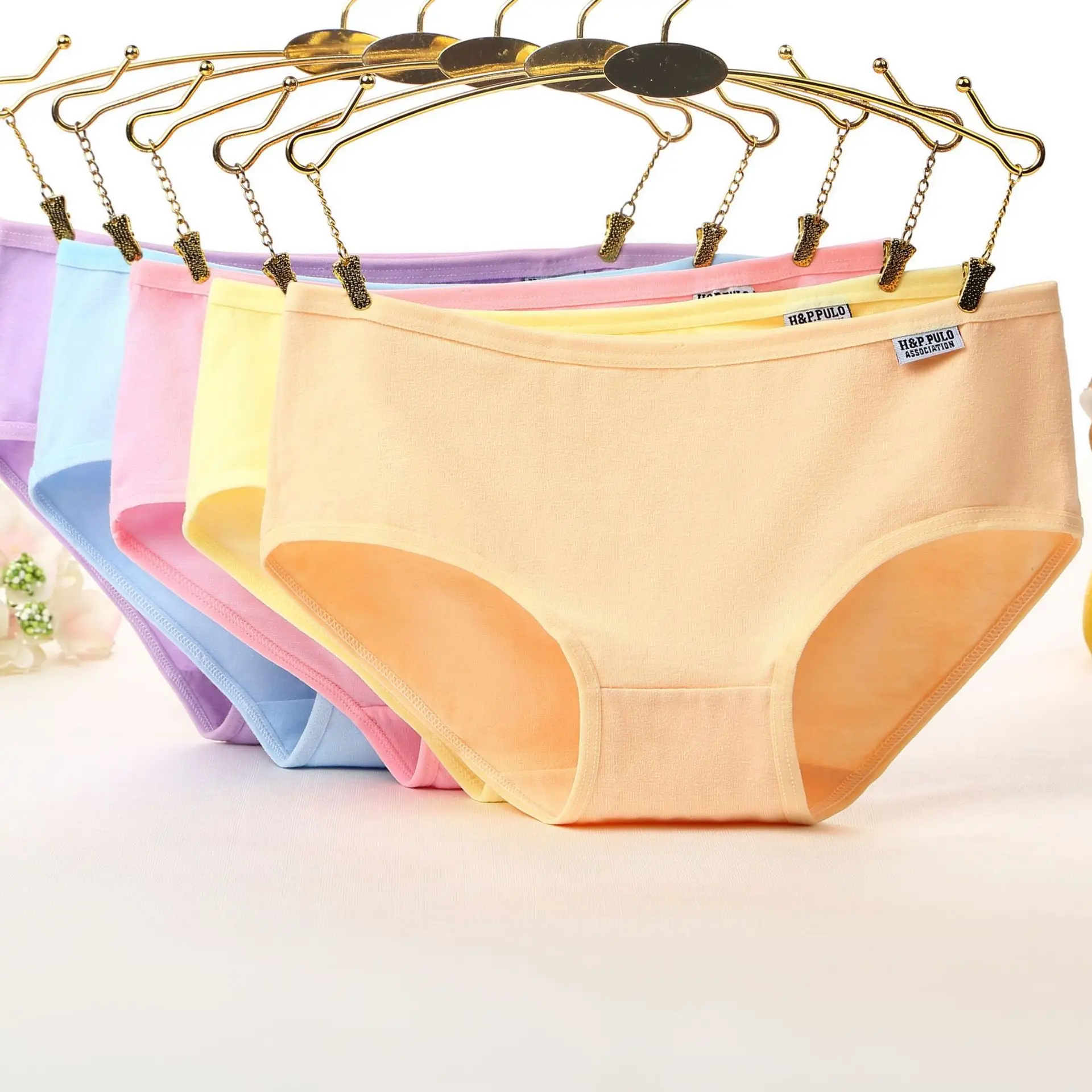 

Ms candy color pure color underwear low waist yiwu cotton underwear panties cotton briefs